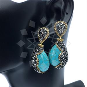 Fashion Gem and Crystals Single Drop Earrings