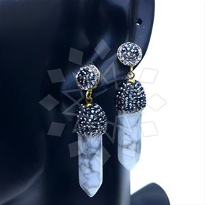 Fashion Gem and Crystals Single Drop Earrings