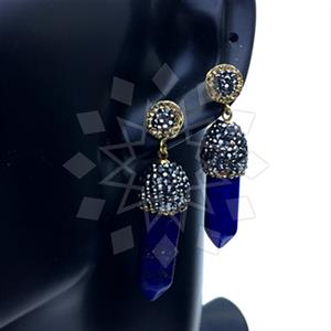 Fashion Gem and Crystals Single Drop Earrings