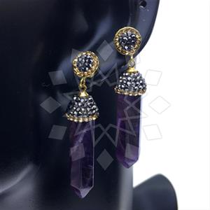 Fashion Gem and Crystals Single Drop Earrings
