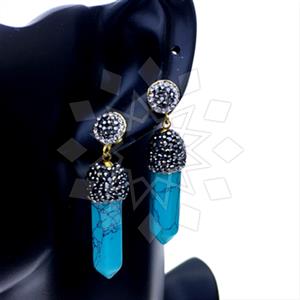 Fashion Gem and Crystals Single Drop Earrings
