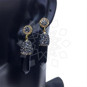 Fashion Gem and Crystals Single Drop Earrings
