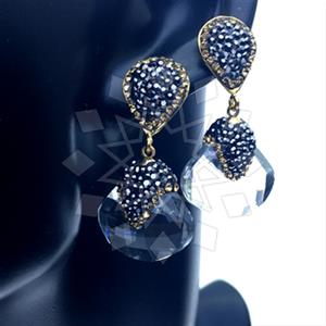 Fashion Gem and Crystals Single Drop Earrings