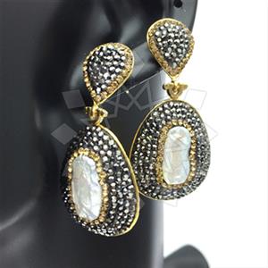 Fashion Gem and Crystals Single Drop Earrings
