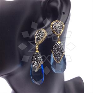 Fashion Gem and Crystals Single Drop Earrings