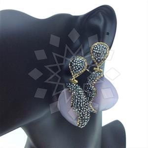 Fashion Gem and Crystals Single Drop Earrings