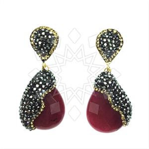 Fashion Gem and Crystals Single Drop Earrings