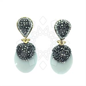 Fashion Gem and Crystals Single Drop Earrings