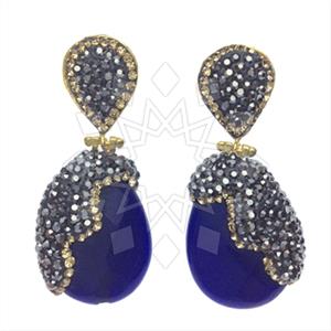 Fashion Gem and Crystals Single Drop Earrings