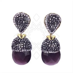 Fashion Gem and Crystals Single Drop Earrings