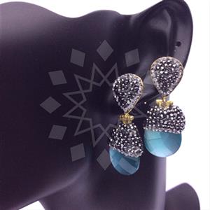 Fashion Gem and Crystals Single Drop Earrings
