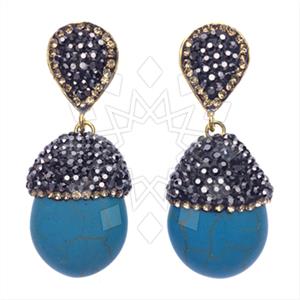 Fashion Gem and Crystals Single Drop Earrings