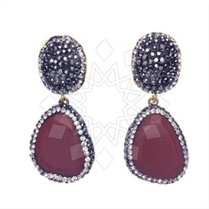 Fashion Gem and Crystals Single Drop Earrings