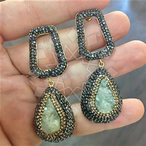 Fashion Gem and Crystals Double Drop Earrings
