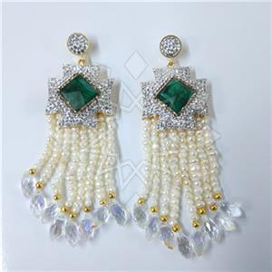 Gemstone and Bead Gem and Crystals Statement Earring