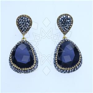 Fashion Gem and Crystals Single Drop Earrings