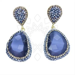 Fashion Gem and Crystals Single Drop Earrings