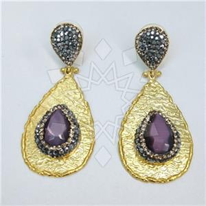 Fashion Gem and Crystals Dangle Earrings