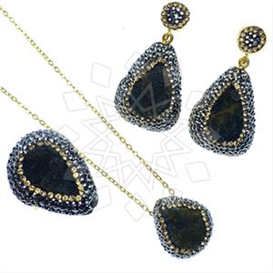 Fashion Gem and Crystals Ring Earring Necklace Sets