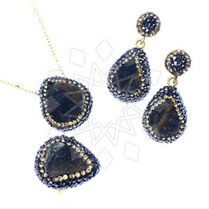 Fashion Gem and Crystals Ring Earring Necklace Sets