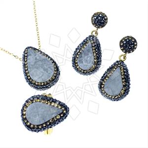 Fashion Gem and Crystals Ring Earring Necklace Sets