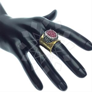 Fashion Handmade Artisan Brass  Gemstone Rings