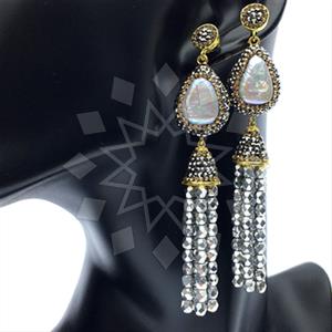 Fashion Gem and Crystals Tassel Earring