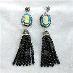 Fashion Gem and Crystals Tassel Earring