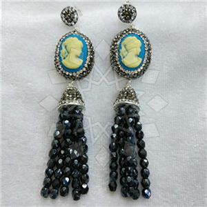 Fashion Gem and Crystals Tassel Earring