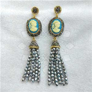 Fashion Gem and Crystals Tassel Earring