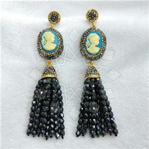 Fashion Gem and Crystals Tassel Earring
