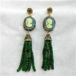 Fashion Gem and Crystals Tassel Earring