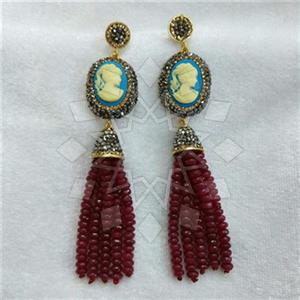 Fashion Gem and Crystals Tassel Earring