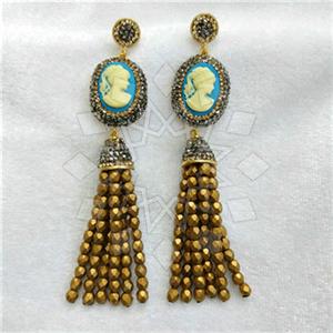 Fashion Gem and Crystals Tassel Earring