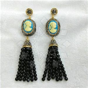 Fashion Gem and Crystals Tassel Earring
