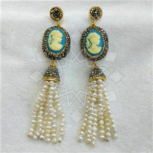Fashion Gem and Crystals Tassel Earring