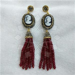 Fashion Gem and Crystals Tassel Earring