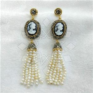Fashion Gem and Crystals Tassel Earring