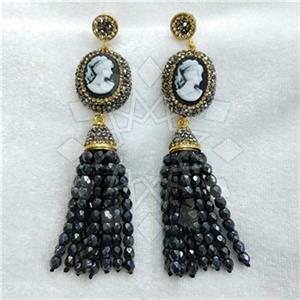 Fashion Gem and Crystals Tassel Earring