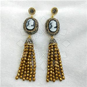 Fashion Gem and Crystals Tassel Earring