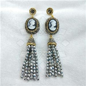 Fashion Gem and Crystals Tassel Earring