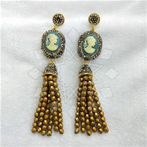 Fashion Gem and Crystals Tassel Earring