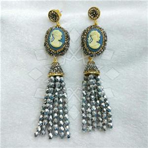 Fashion Gem and Crystals Tassel Earring