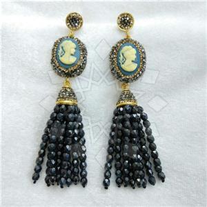 Fashion Gem and Crystals Tassel Earring