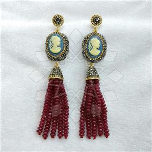 Fashion Gem and Crystals Tassel Earring