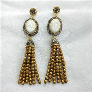 Fashion Gem and Crystals Tassel Earring