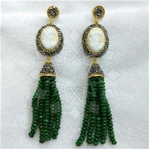 Fashion Gem and Crystals Tassel Earring