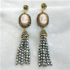Fashion Gem and Crystals Tassel Earring
