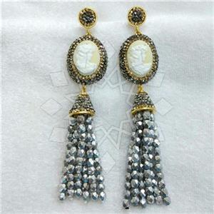 Fashion Gem and Crystals Tassel Earring