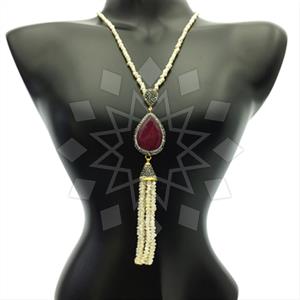 Fashion Gem and Crystals Tassel Necklace